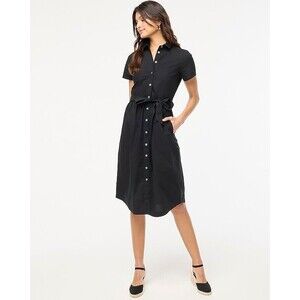 J Crew Factory NWT Short Sleeve Midi Shirtdress With pockets Size 10 in Black